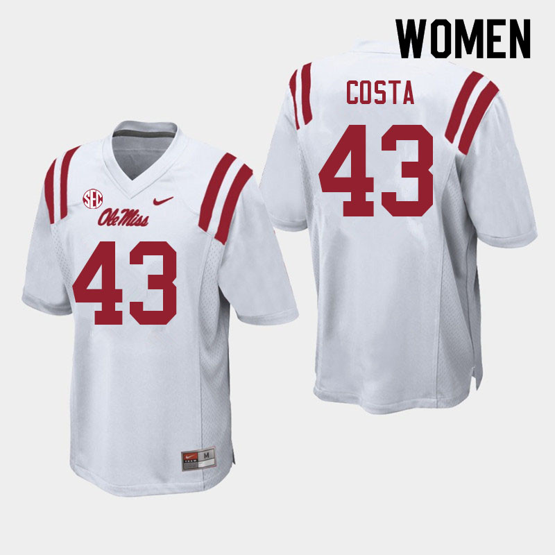 Caden Costa Ole Miss Rebels NCAA Women's White #43 Stitched Limited College Football Jersey YZC7858TW